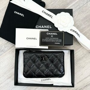 Chanel So Black Aged Quilted Calfskin Small Reissue Zipper Pouch Case